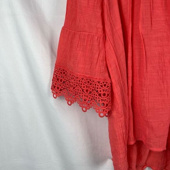 EST. 1946 Embroidered Sleeves Coral Peasant Blouse 26/28W - Picture 2 of 13